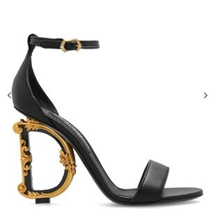 Dolce & Gabbana Black Heels with Ornate Gold Design